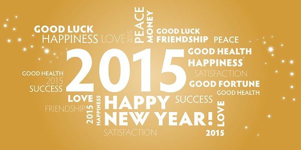 golden postcard happy new year 2015