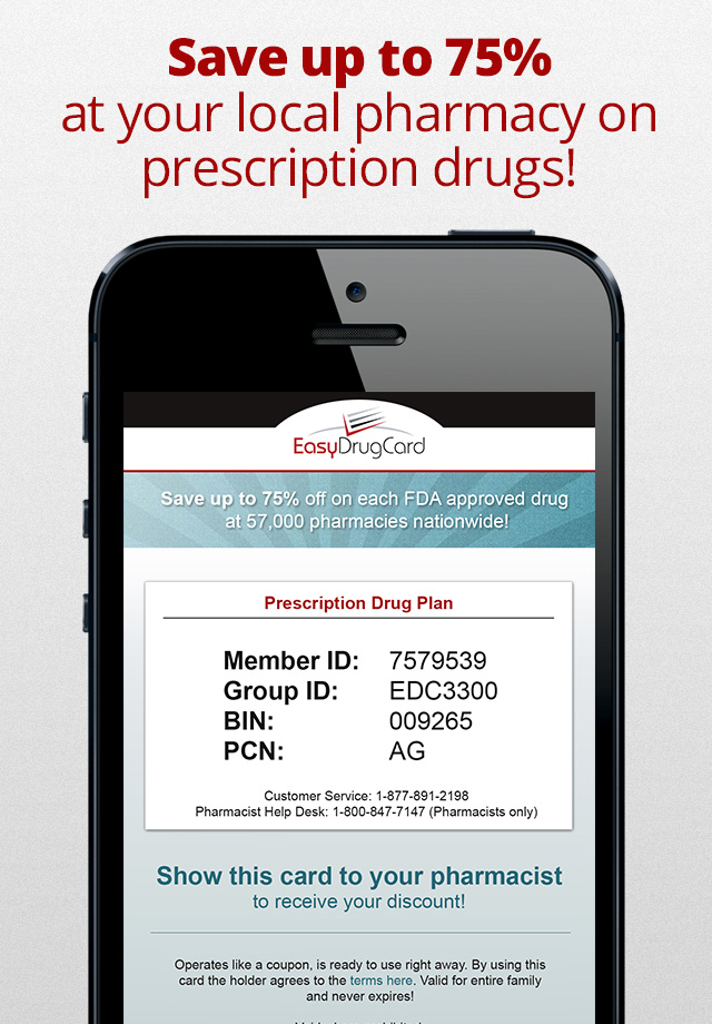 EasyDrugCard App showing card info for pharmacist